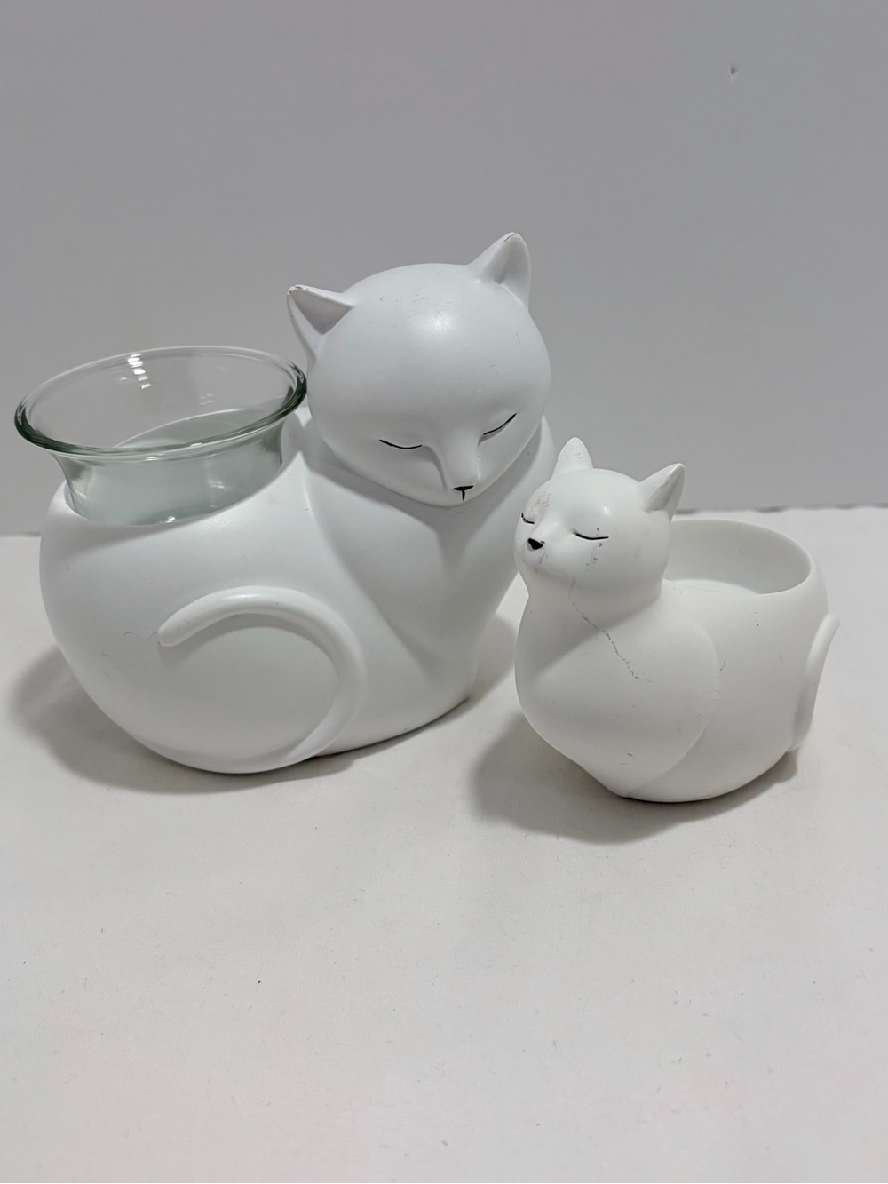 PartyLite White Cat Votive Candle Holders